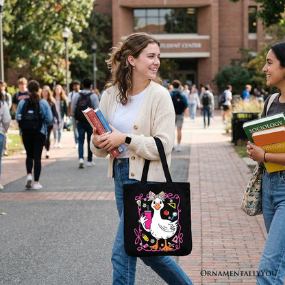 Coquette Teacher Goose Tote Bag, Funny Classroom Gift Shopper for Educators - Shaketea