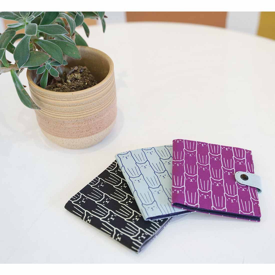 Cotton Fair Trade Wallet - Cat Prints