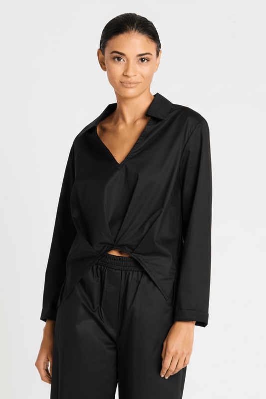 Cotton Half Moon Shirt - Black