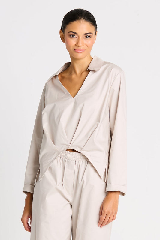 Cotton Half Moon Shirt - Putty