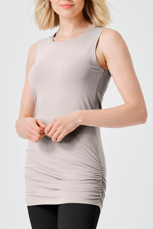 Cotton Lycra Ruche Tank - Putty
