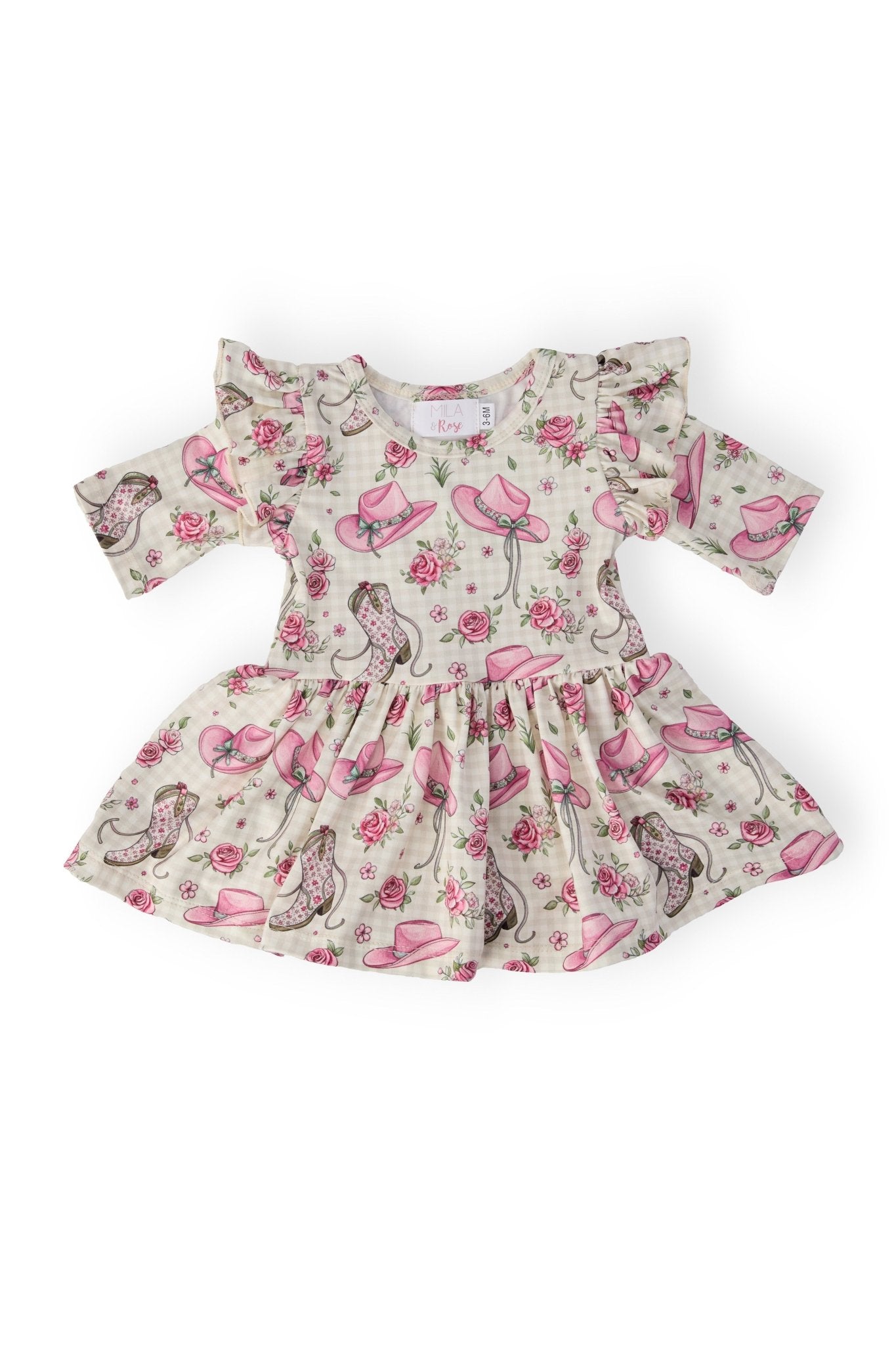 Cowgirl Cutie 3/4 Sleeve Flutter Twirl Bodysuit