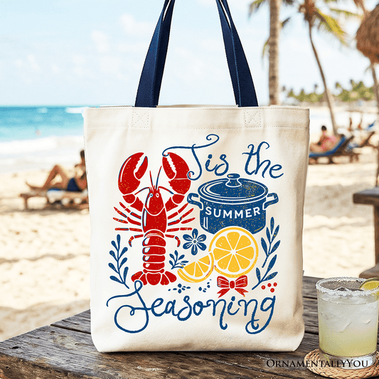 Crawfish Boil Season Summer Tote Bag, Seafood Funny Retro Gift Shopper