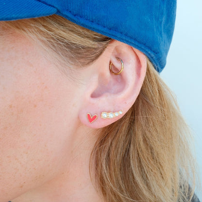 Red Crimson Sweetheart Stud Earrings