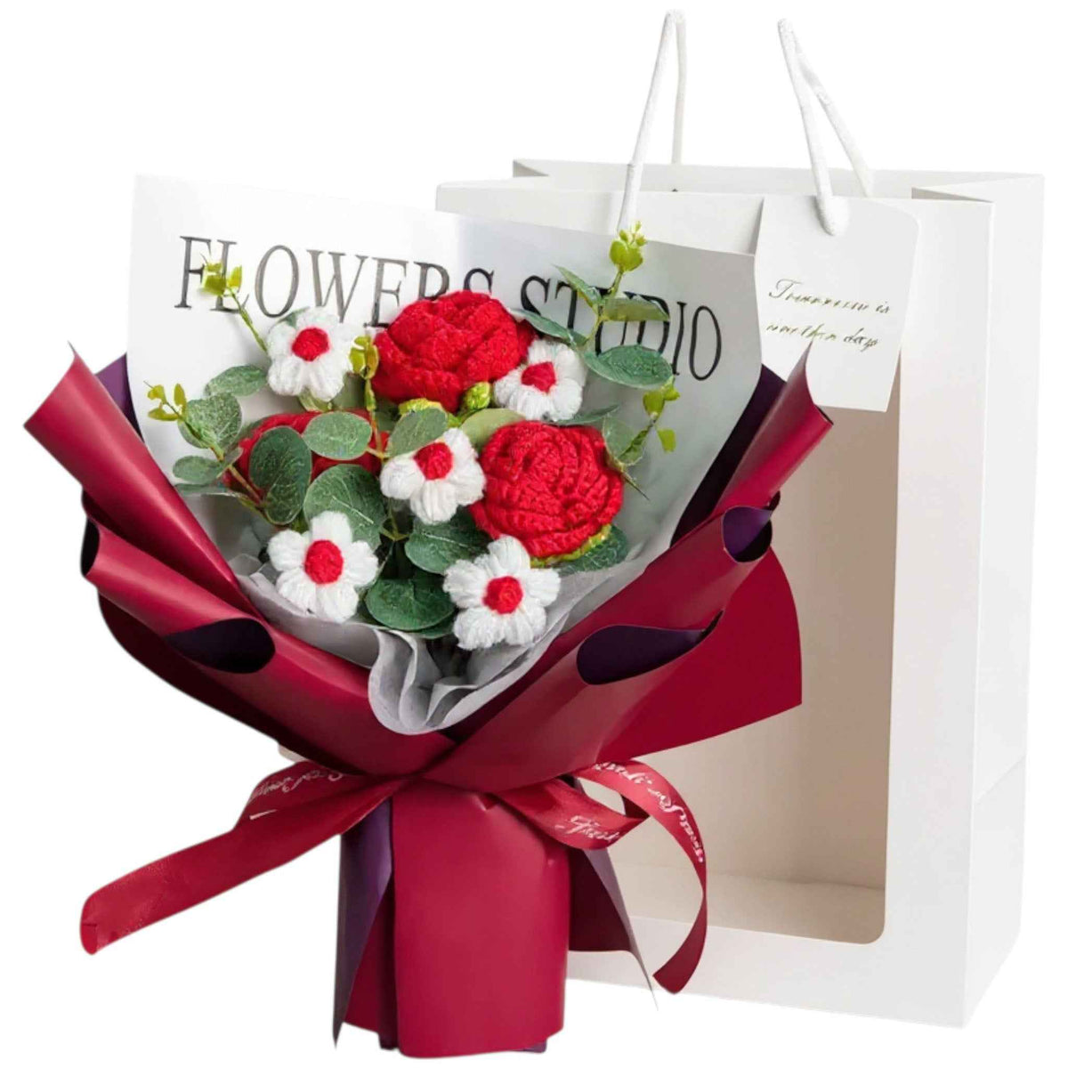 Crochet Rose Bouquet with LED Light Mother's Day Gift for Mom