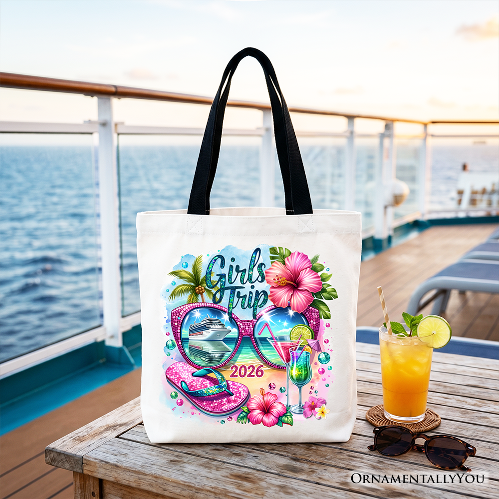 Cruise Girls Trip 2026 Tote Bag, Vacation Tropical Gift Shopper