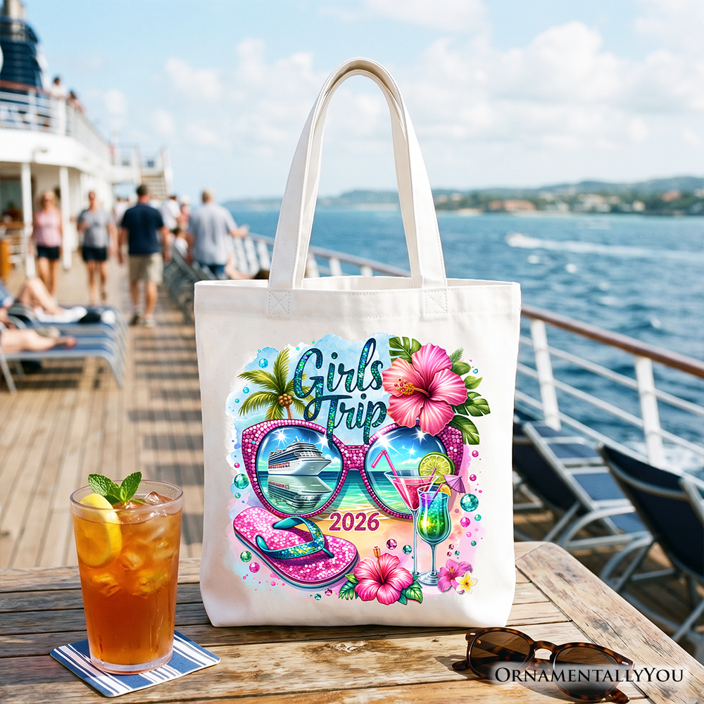 Cruise Girls Trip 2026 Tote Bag, Vacation Tropical Gift Shopper
