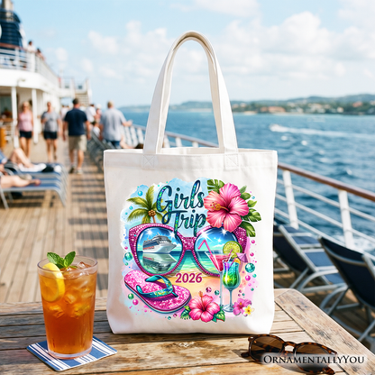 Cruise Girls Trip 2026 Tote Bag, Vacation Tropical Gift Shopper