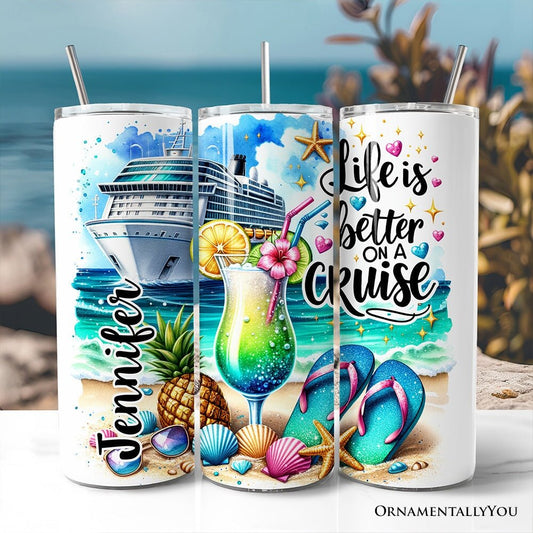 Cruise Trip 20oz Personalized Tumbler With Lid and Stainless Steel Straw, Family Vacation Travel Mug Gift