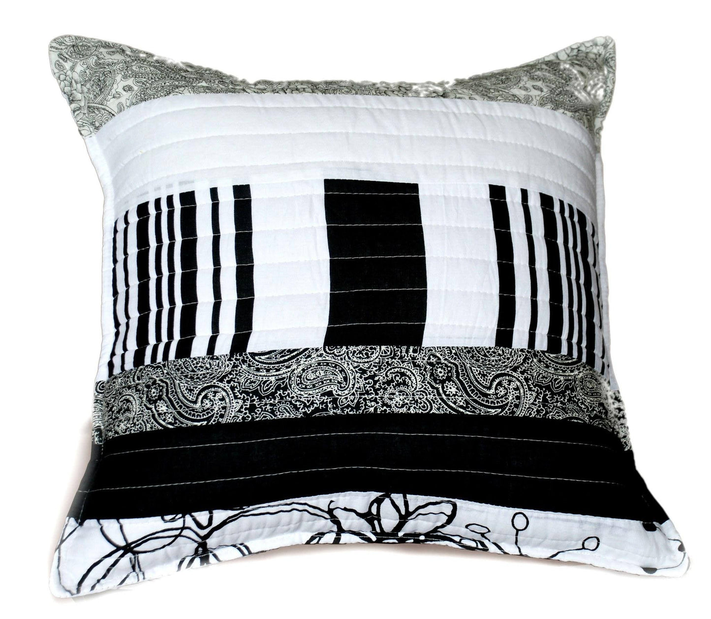 Tache Cotton Black White Gray Modern New York Penthouse Cushion Cover 2-Pieces (DXJ107075)