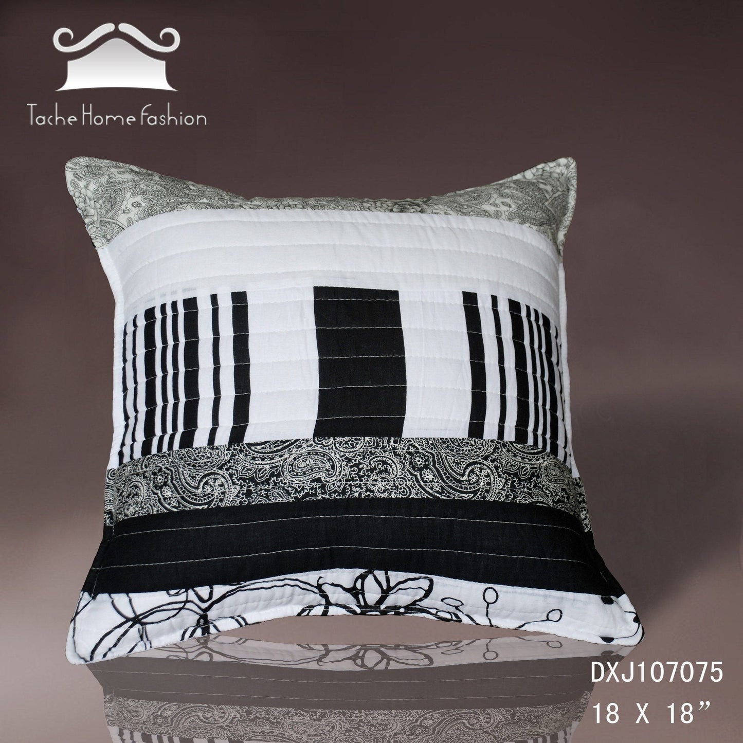 Tache Cotton Black White Gray Modern New York Penthouse Cushion Cover 2-Pieces (DXJ107075)