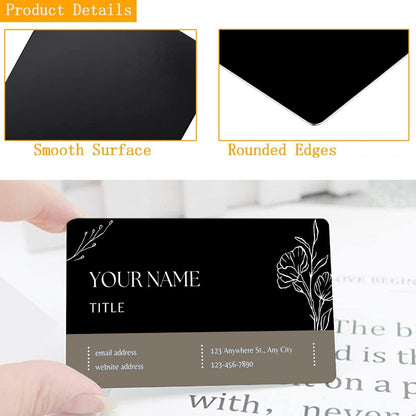 Custom Metal Business Cards, Personalized Engraved Aluminum Black Business Cards