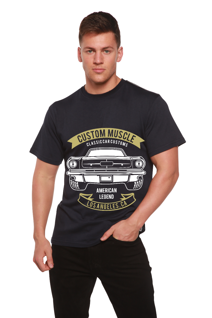 Custom Muscle Men's Bamboo Viscose/Organic Cotton Short Sleeve Graphic T-Shirt - Shaketea