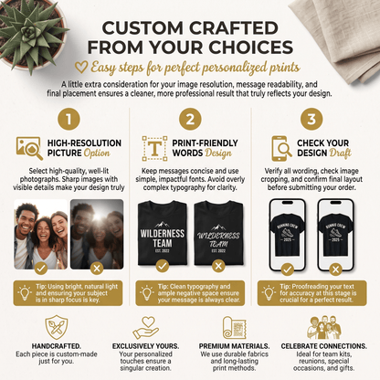Custom Photo Text Logo T Shirt Front Back Cotton Crewneck Unisex Adult