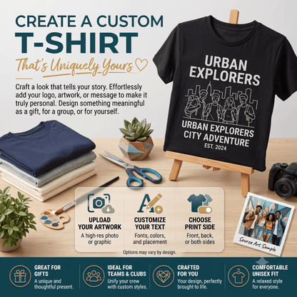 Custom Photo Text Logo T Shirt Front Back Cotton Crewneck Unisex Adult