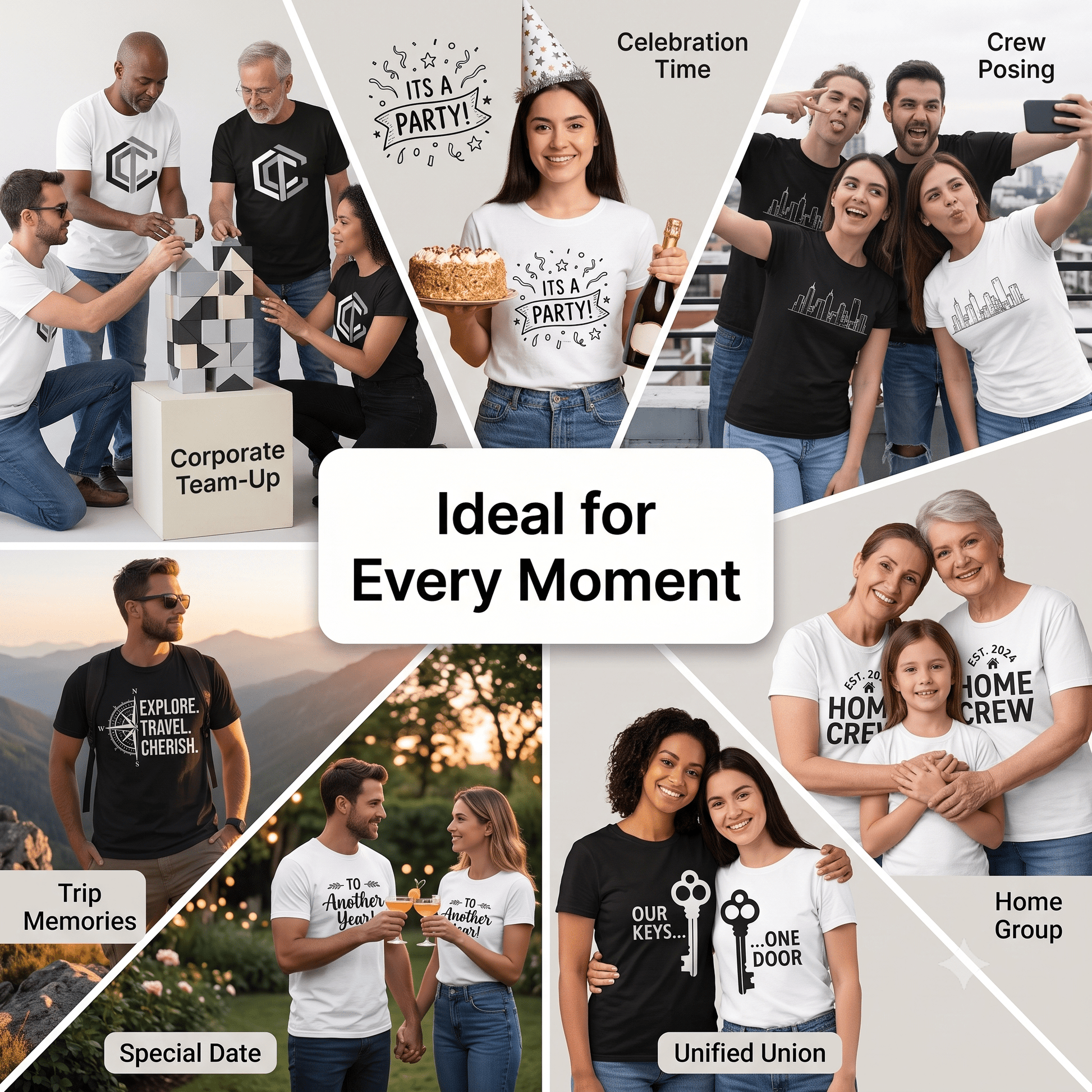 Custom Photo Text Logo T Shirt Front Back Cotton Crewneck Unisex Adult