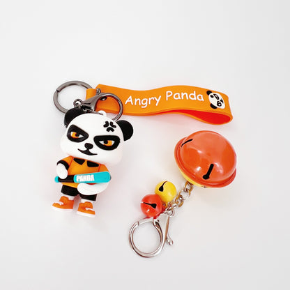 Cute Angry Panda Keychain Pendant Keyring for Women Men Kids