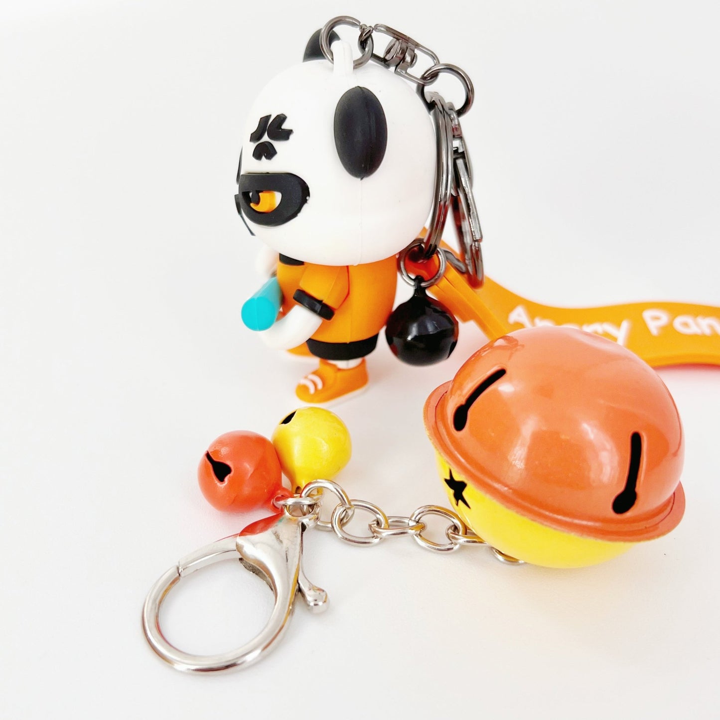 Cute Angry Panda Keychain Pendant Keyring for Women Men Kids