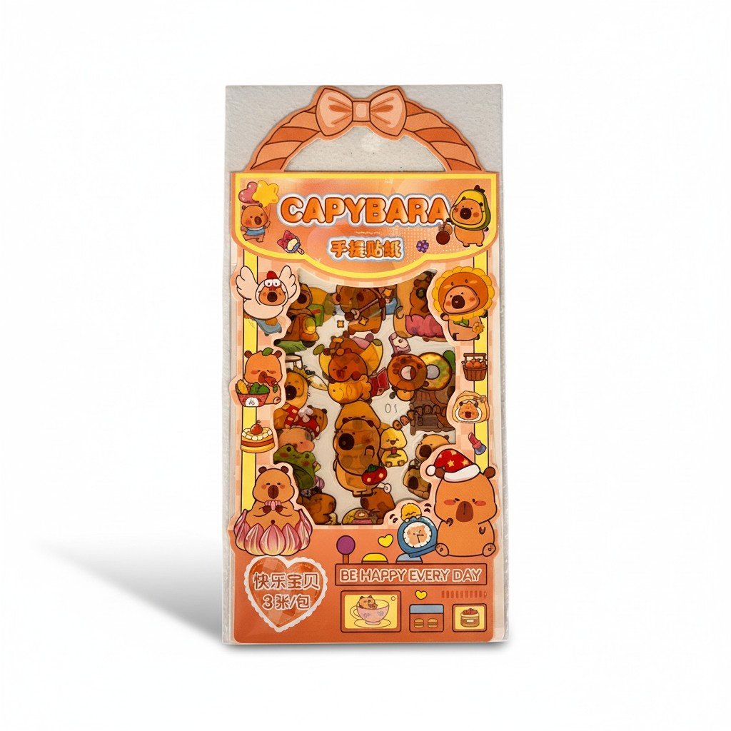 Cute Capybara Stickers 4 Sheets Pack Scrapbooking Decals
