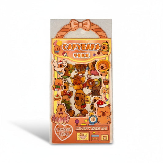 Cute Capybara Stickers 4 Sheets Pack Scrapbooking Decals
