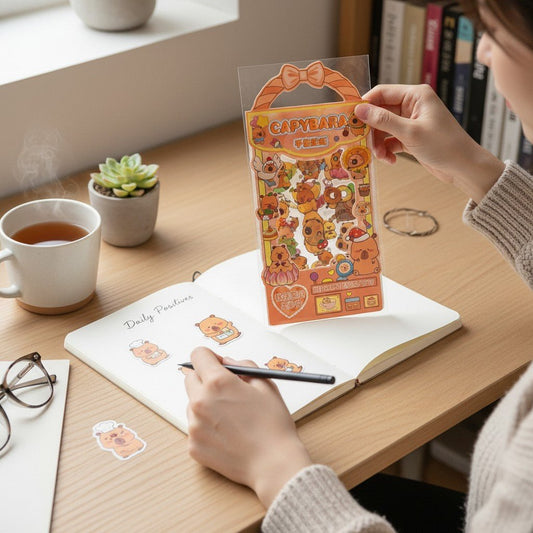 Cute Capybara Stickers 4 Sheets Pack Scrapbooking Decals