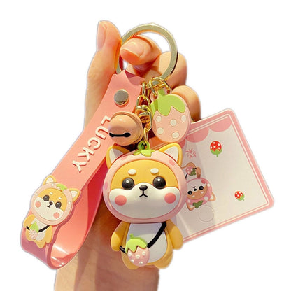 Cute Keychain for Her Pink Strawberry