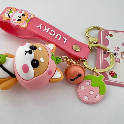 Cute Keychain for Her Pink Strawberry