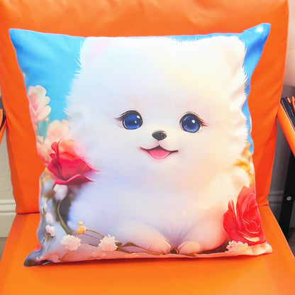 Cute Puppy Square Throw Pillows Animal Dog Lover for Living Room Bed Sofa Crushions