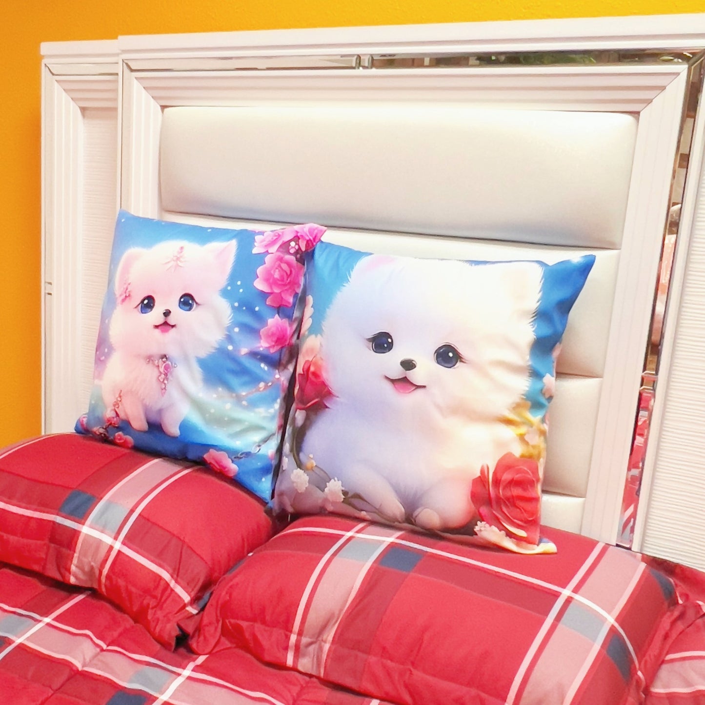 Cute Puppy Square Throw Pillows Animal Dog Lover for Living Room Bed Sofa Crushions