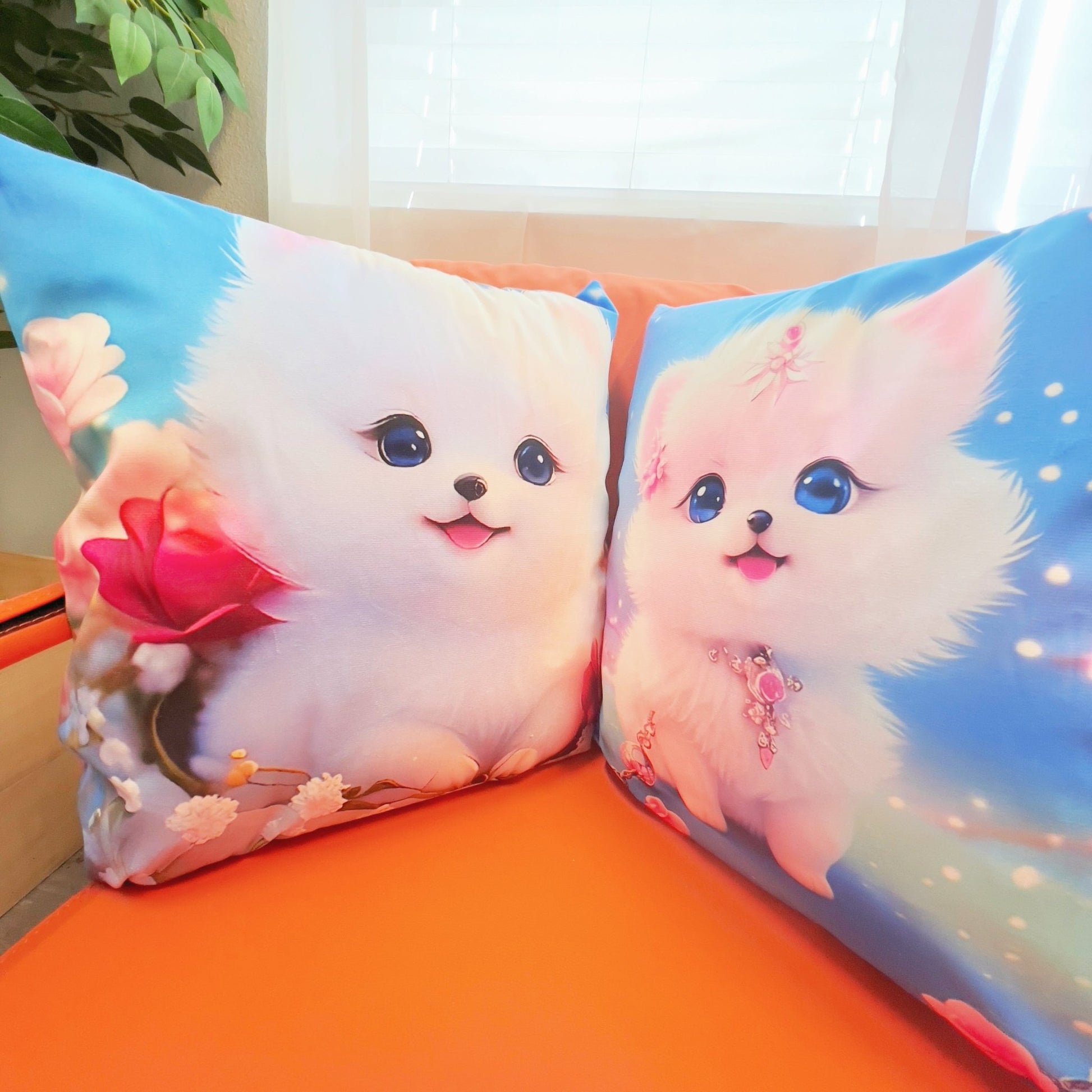 Cute Puppy Square Throw Pillows Animal Dog Lover for Living Room Bed Sofa Crushions