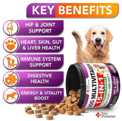 Dog Multivitamin Chews with Glucosamine 120 Count Joint Immune & Mobility