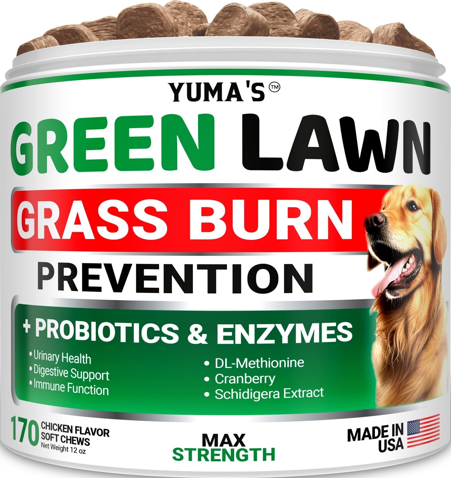 Green Lawn Chews for Dogs Urine Neutralizer Probiotics & Digestive Enzymes