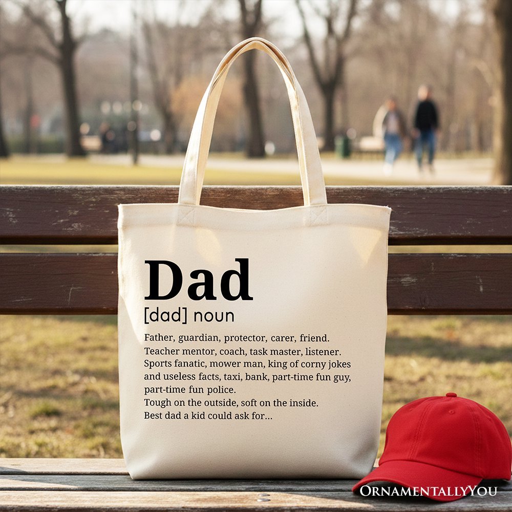 Dad Definition Canvas Tote Bag, Funny Fathers Day Gift Shopper