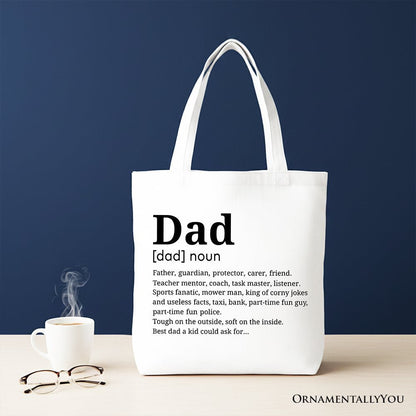 Dad Definition Canvas Tote Bag, Funny Fathers Day Gift Shopper
