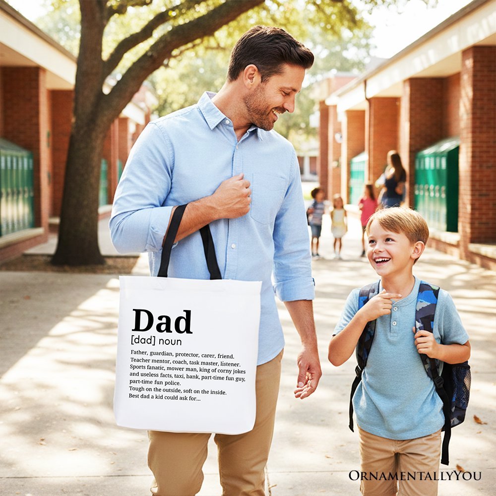 Dad Definition Canvas Tote Bag, Funny Fathers Day Gift Shopper