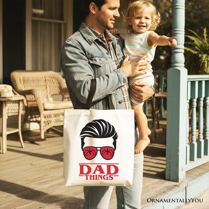 Dad Things Retro Canvas Tote Bag, Red Glasses Family Matching Gift Shopper