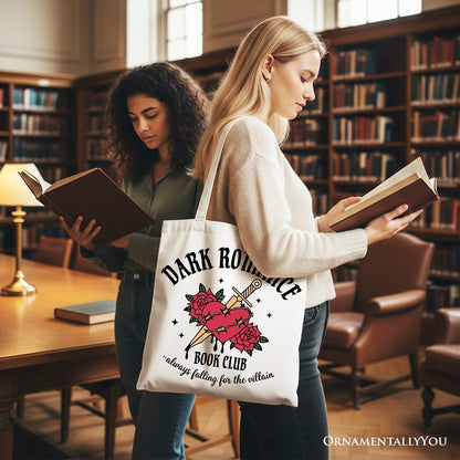 Dark Romance Book Club Canvas Tote Bag, Vintage Gothic Romantasy Bookish Gift Shopper