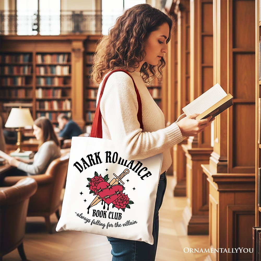 Dark Romance Book Club Canvas Tote Bag, Vintage Gothic Romantasy Bookish Gift Shopper