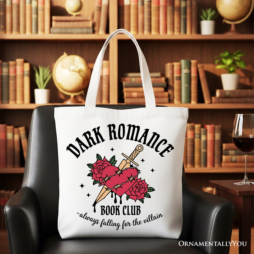 Dark Romance Book Club Canvas Tote Bag, Vintage Gothic Romantasy Bookish Gift Shopper
