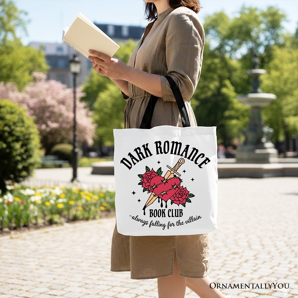 Dark Romance Book Club Canvas Tote Bag, Vintage Gothic Romantasy Bookish Gift Shopper