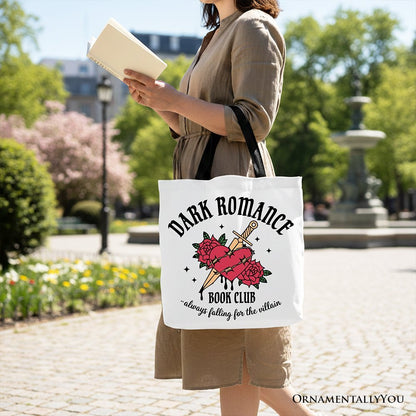Dark Romance Book Club Canvas Tote Bag, Vintage Gothic Romantasy Bookish Gift Shopper