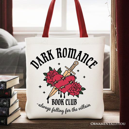Dark Romance Book Club Canvas Tote Bag, Vintage Gothic Romantasy Bookish Gift Shopper