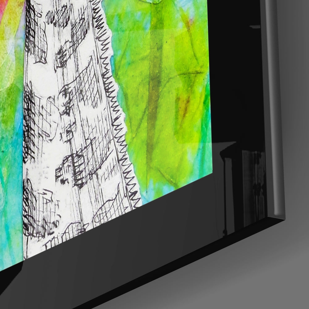 Ink Giraffe Neon Splash Glass Wall Art