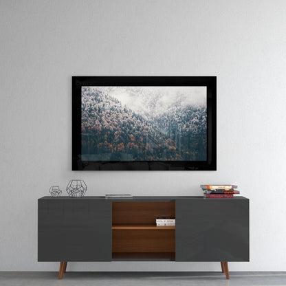 Foggy Mountain Autumn Woods Glass Wall Art
