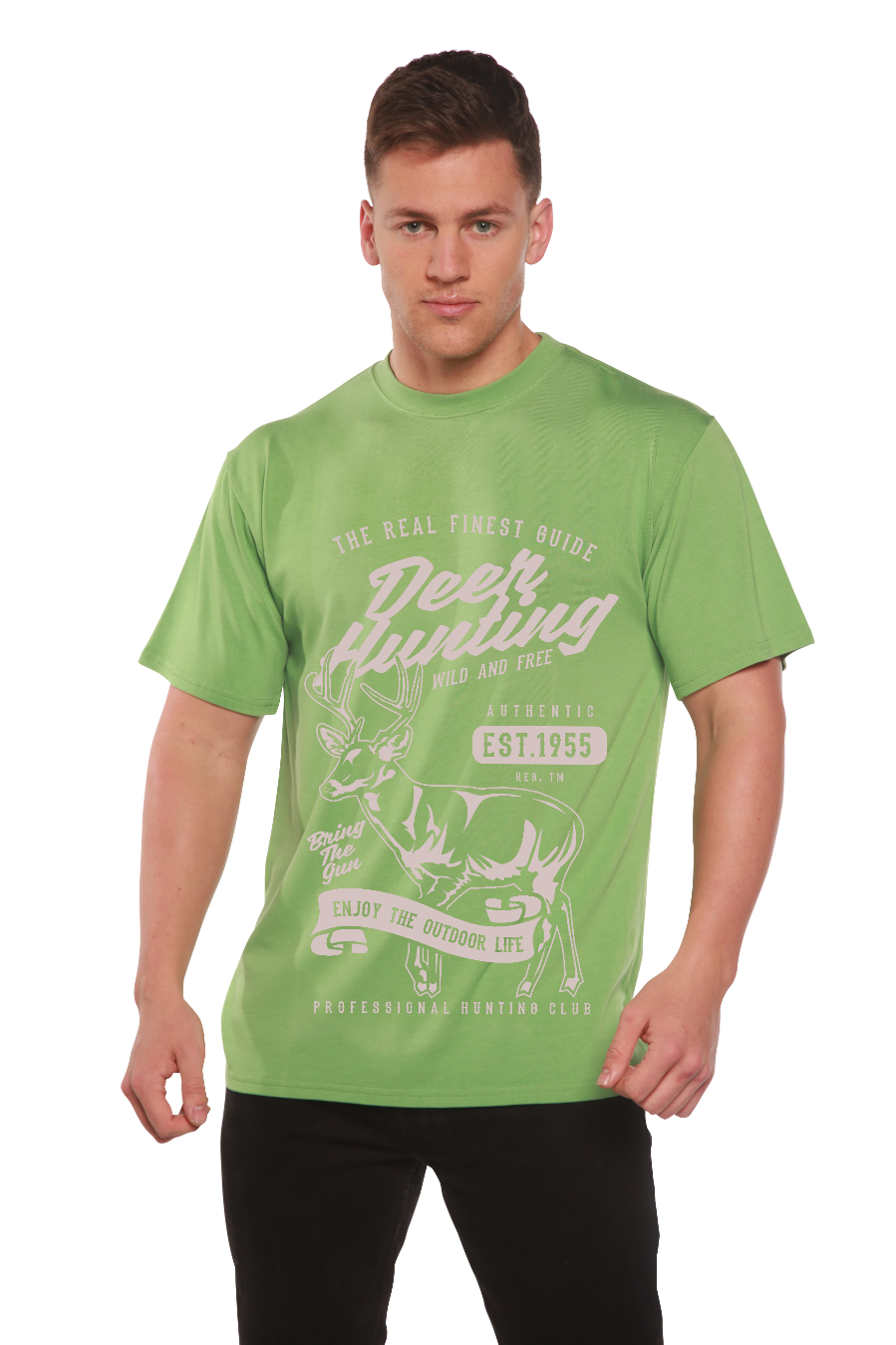 Deer Hunting Men's Bamboo Viscose/Organic Cotton Short Sleeve Graphic T-Shirt - Shaketea