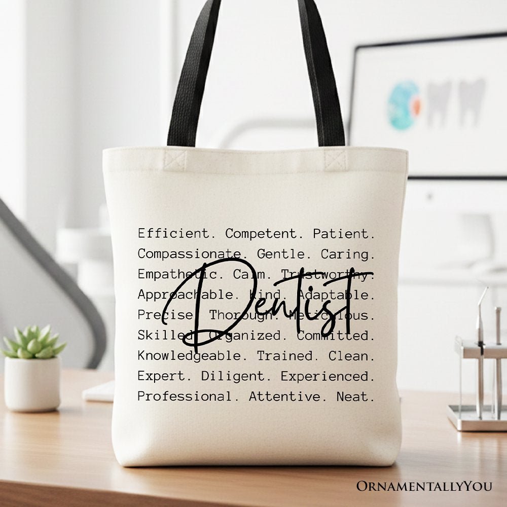 Dentist Definition Canvas Tote Bag, Dental Appreciation Words Gift Shopper
