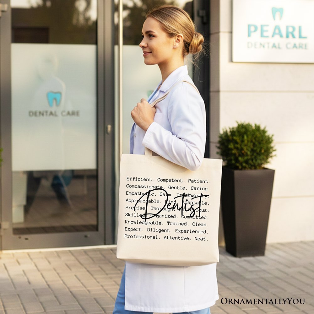 Dentist Definition Canvas Tote Bag, Dental Appreciation Words Gift Shopper