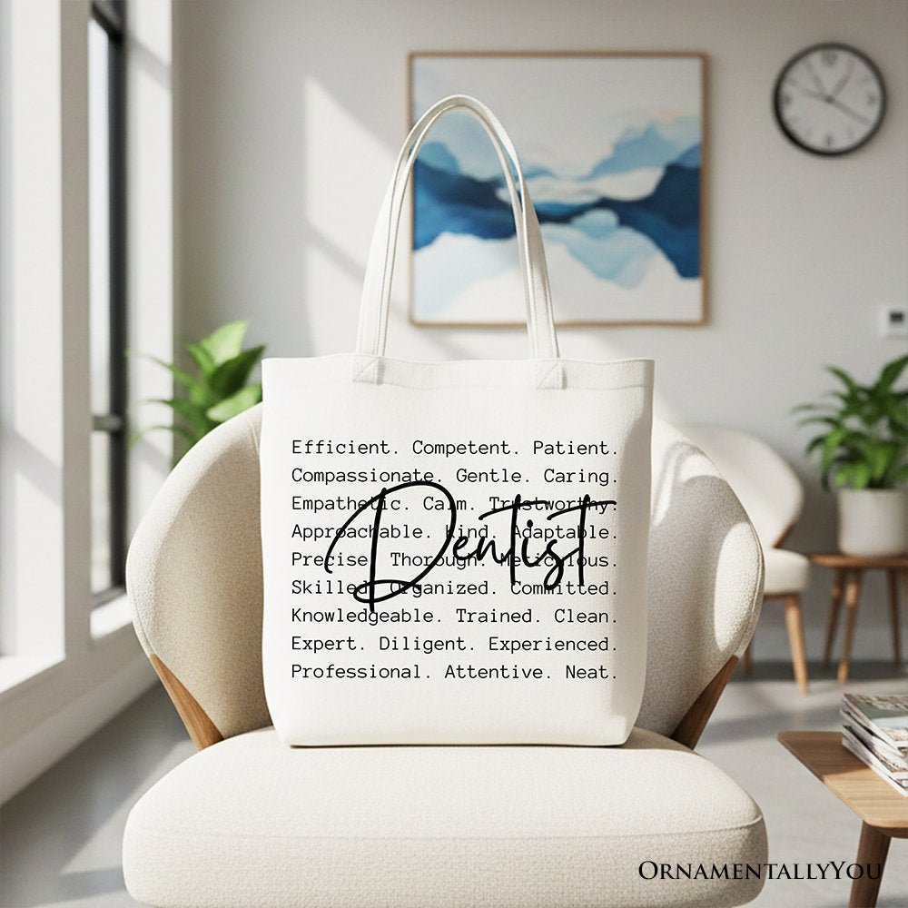 Dentist Definition Canvas Tote Bag, Dental Appreciation Words Gift Shopper