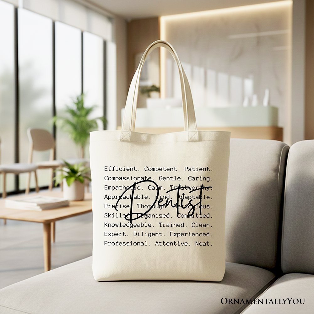 Dentist Definition Canvas Tote Bag, Dental Appreciation Words Gift Shopper