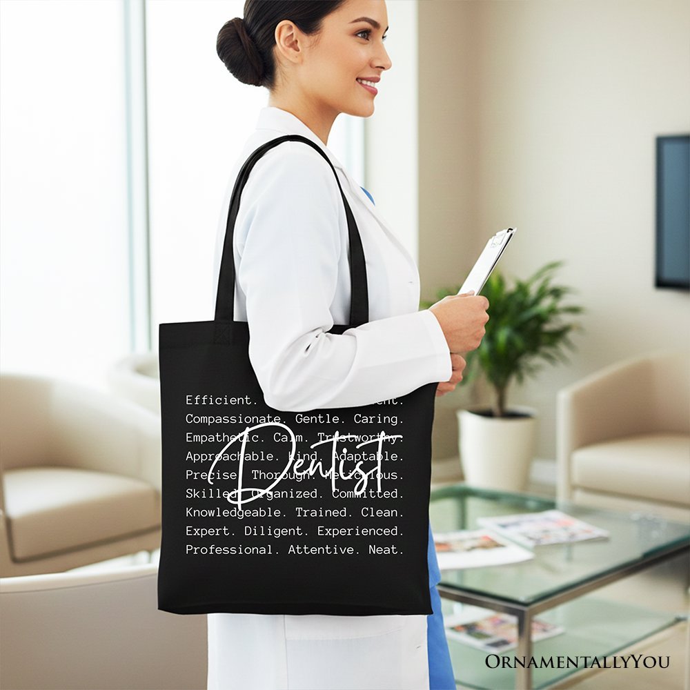 Dentist Definition Canvas Tote Bag, Dental Appreciation Words Gift Shopper